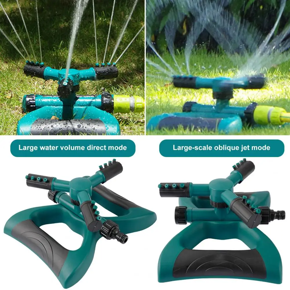 1 Set Garden Sprinkler Controllable Watering Range Auto Rotation Hydraulic Drive Butterfly Base 3 Propeller Nozzles Irrigation S
