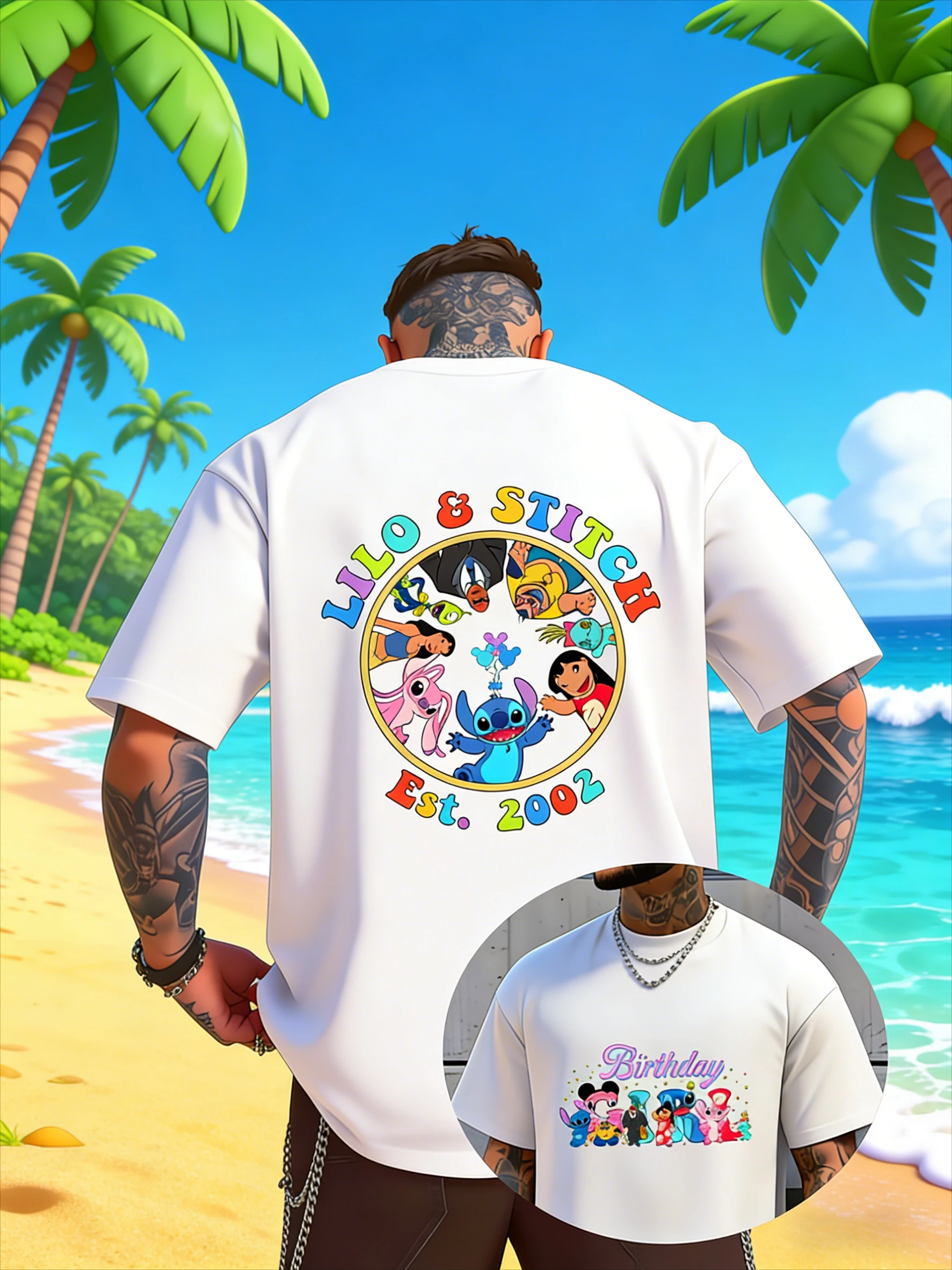 

2025-26, летние футболки из чистого хлопка с принтом Disney Stitch and Friends, модные, свободные и повседневные с короткими рукавами, унисекс