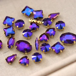 20pcs Mix Shape Super Shine Colorful Sew on Rhinestones Crystal Strass For DIY Garments Dress Decoration