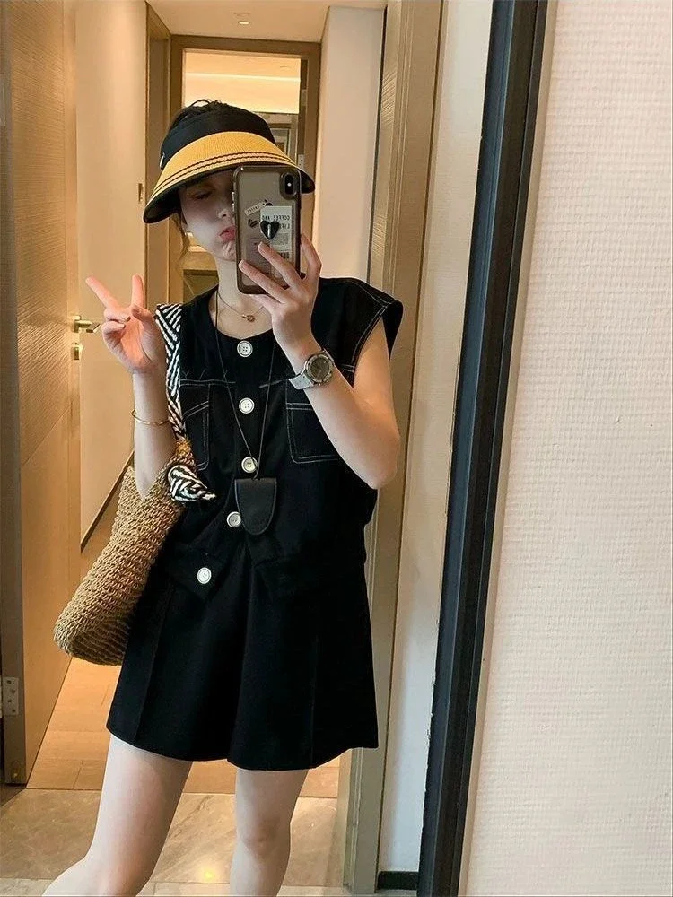 

Formal Female Shorts Black Trends Classic Luxury Tailorin Stylish New Products Ensembles Kit Full Women's Short Sets 2 Pieces
