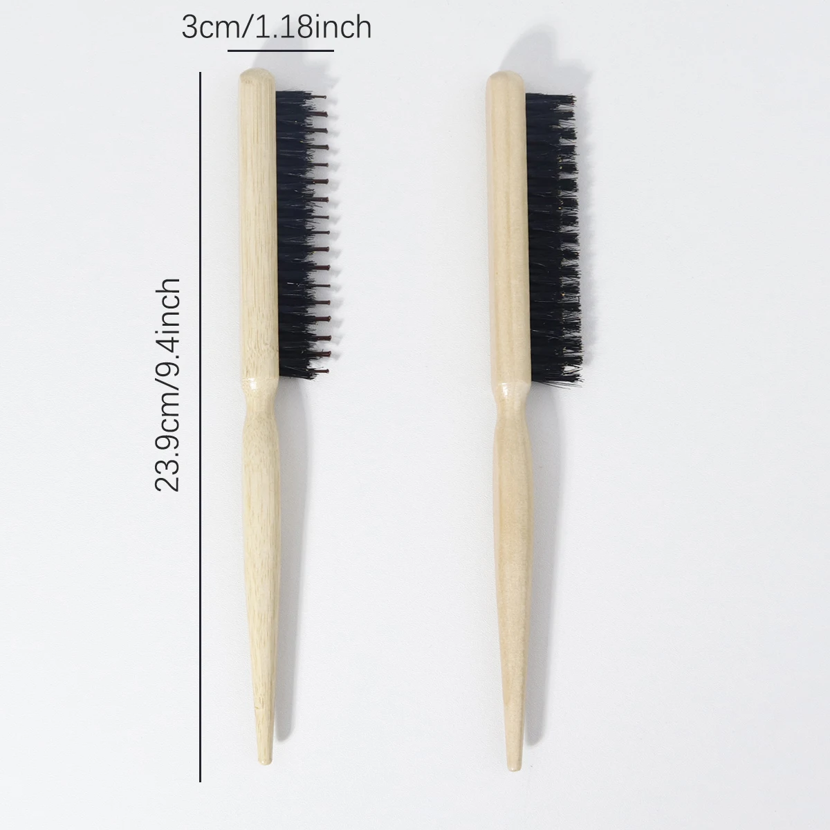 قطعة واحدة من فرشاة تمشيط ذات شعيرات ملونة من الخشب الطبيعي، فرشاة إبرة تدليك ذات شعيرات بمقبض خشبي، خاصة للشعر المستعار الحقيقي