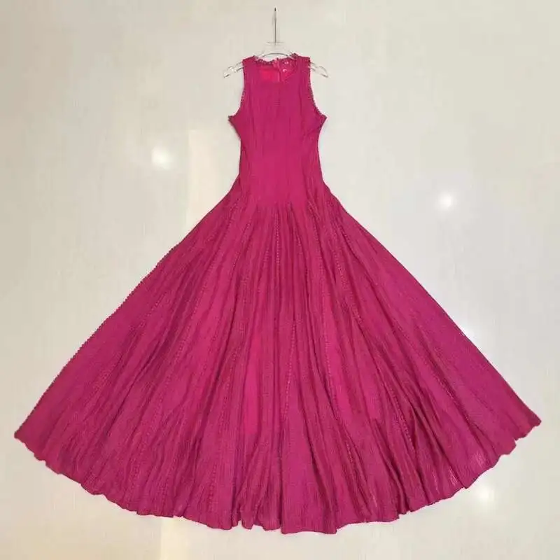 HKSH Summer New Women Elegant Fashion Slimming Dress French Niche Design Simple Hollow Embroidery Lace Sleeveless Dresses HK5303