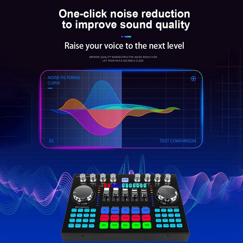 K1 Live Sound Card Portable Bluetooth Sound Card Profession Adjustable Volume Audio For Music Recording