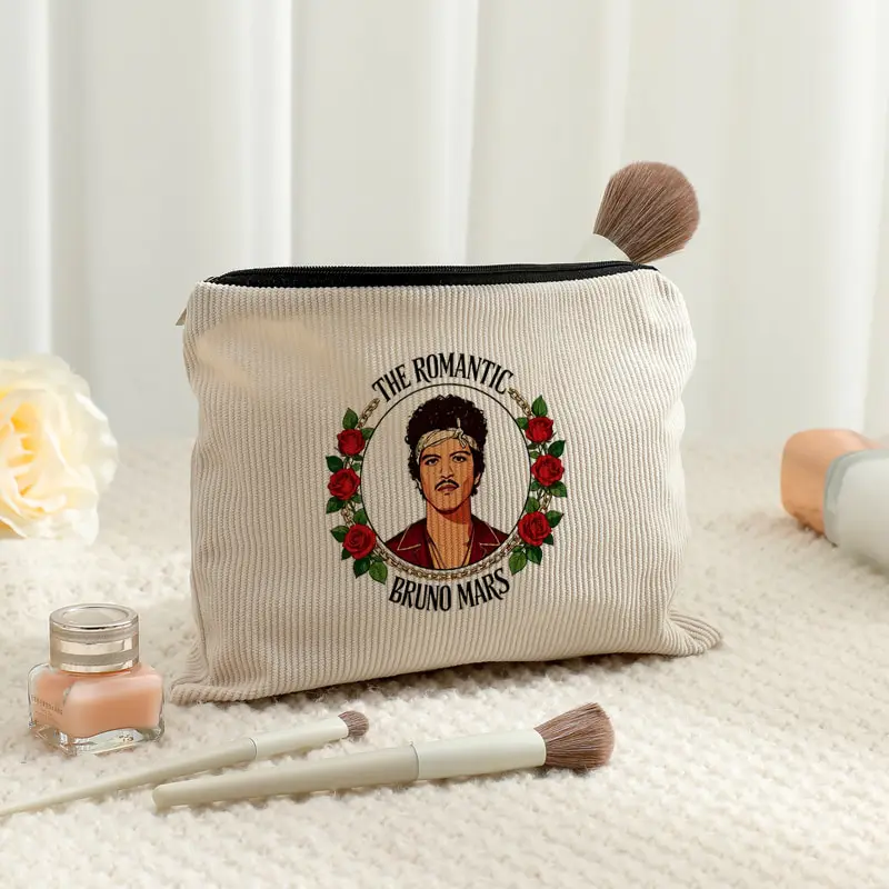 Cosmetics Storage Bag Bruno Mars World Tour 2026 Corduroy Makeup Bag Multifunctional Travel Zipper Pouch Men Women Fan Gift