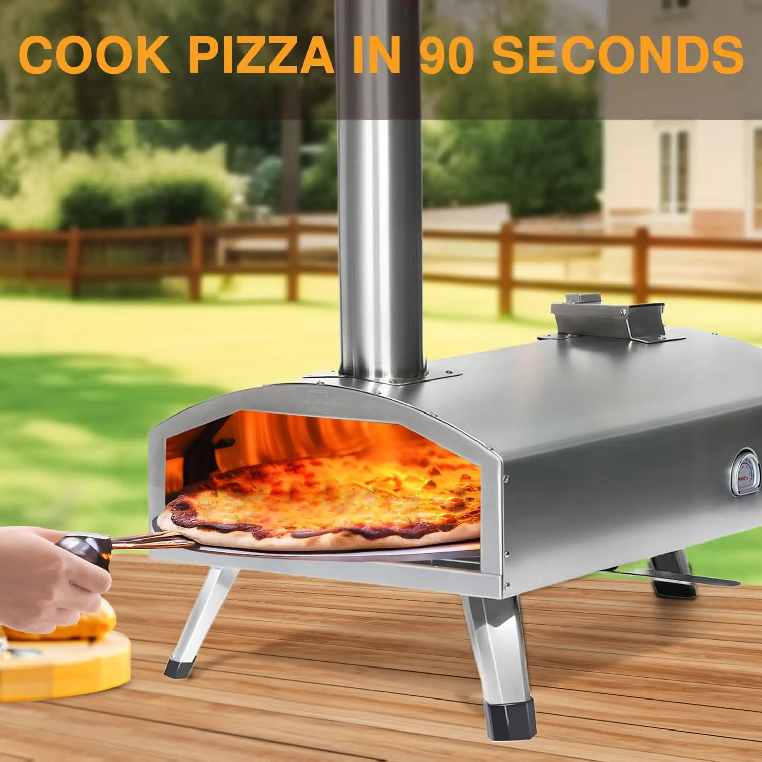 Multi-Fuel Outdoor Pizza Oven With Rotatable Stone, 12