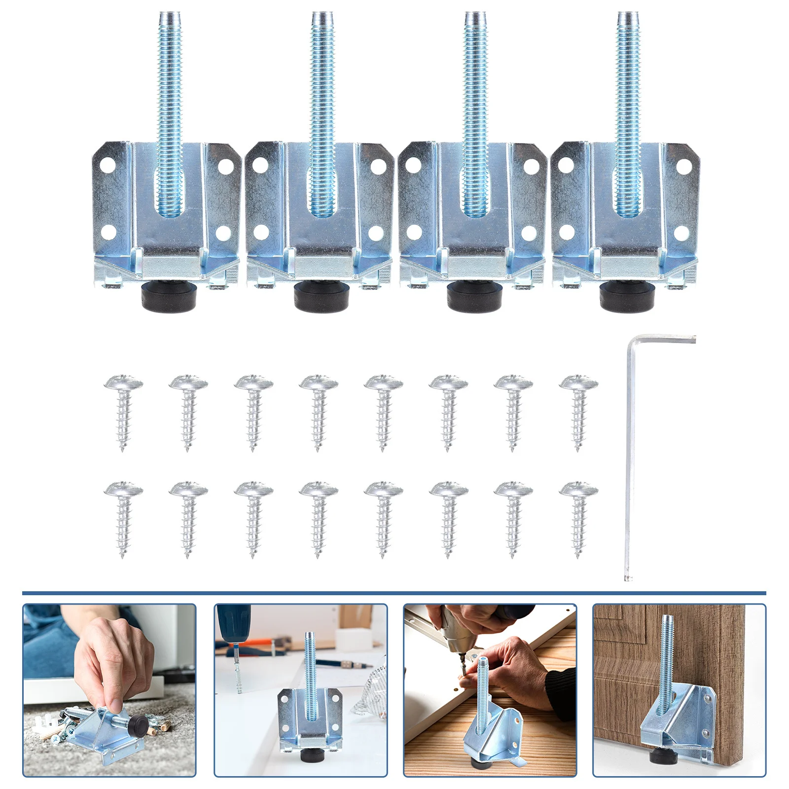 

4pcs Adjustable Levelers 6 Inch Heavy Duty Leveling For Cabinet Wardrobe Table Workbench Furniture Legs 6 Inch Cabinet Leveling