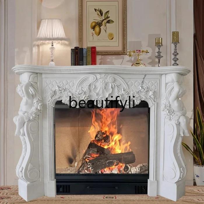 

Natural marble American TV cabinet interior stone decoration ornament French stone stone carving mantel