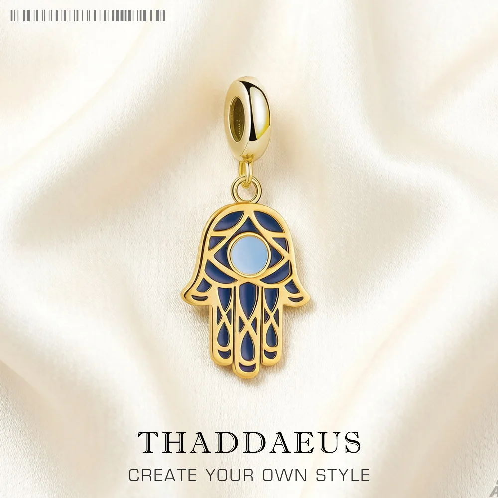 

Golden Hand of Fatima Lucky Charm Pendant Vintage Talisman Gift For Women Men 925 Sterling Silver Jewelry