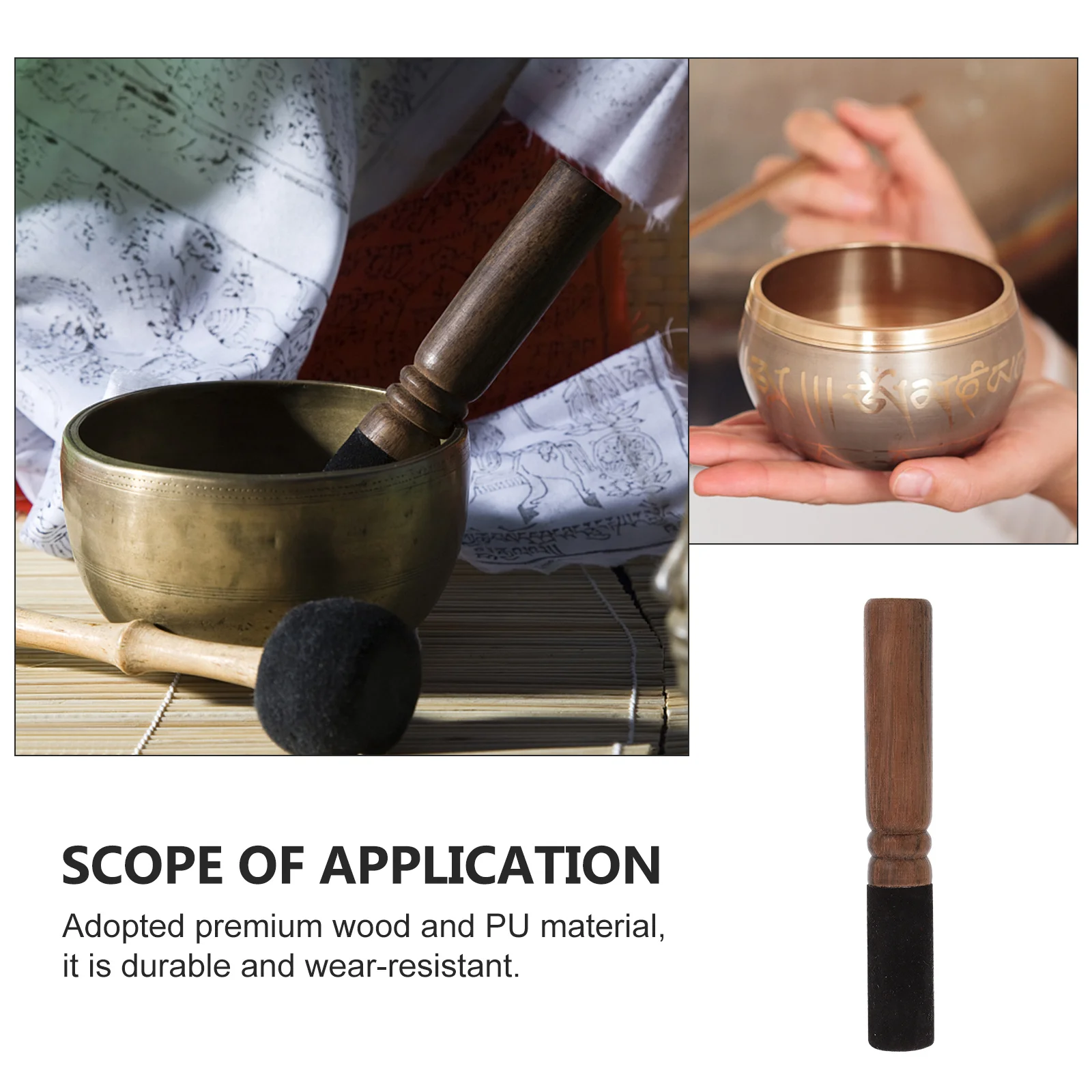 

Tibetan Singing Bowl Stick Handmade Wooden Bowl Mallet for Meditation Relaxation Stress Relief Yoga Practice Wooden Mallet