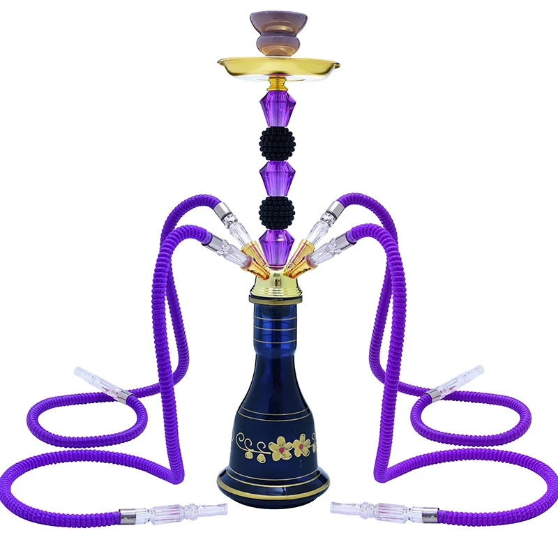 

Hookah Complete Set with 4 hose, 21.6'' Large Shisha Kit For Up To 4 Persons with Beautiful Glass Vase