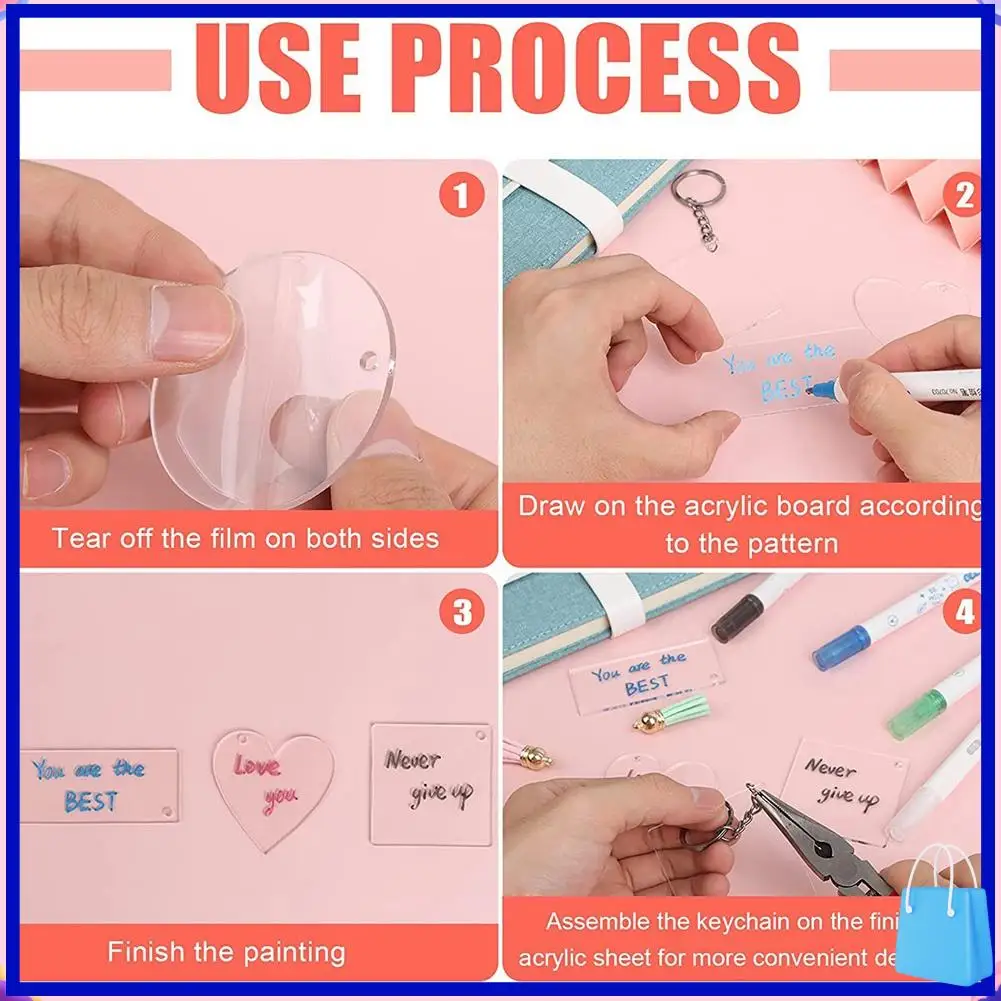

Customer Favorite 200 Pieces Acrylic Keychain Blanks Blank Acrylic Clear Keychain Pendants For DIY Craft Projects