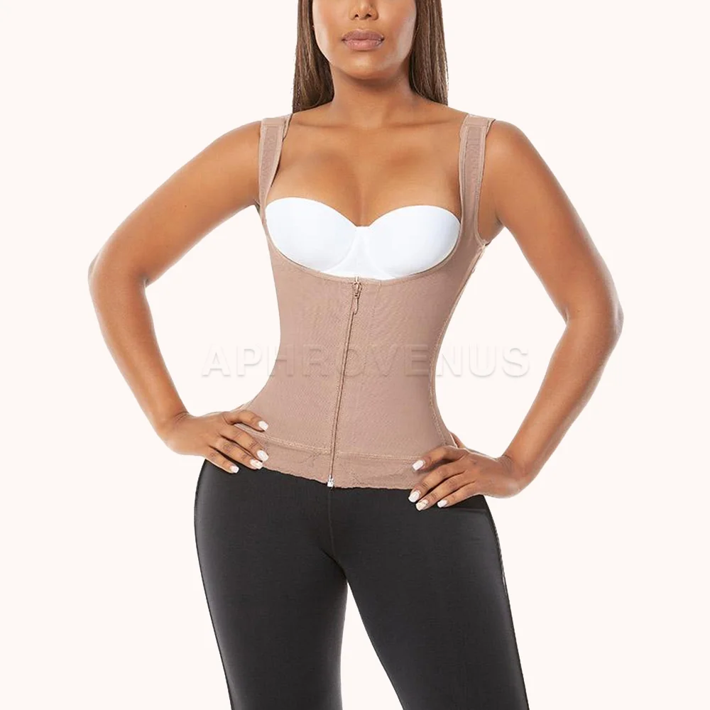 Compression Body Shaper Vest with Front Zipper Waist Trainer Corset Modeling Belt Tummy Control Tops Fajas Colombianas Girdle