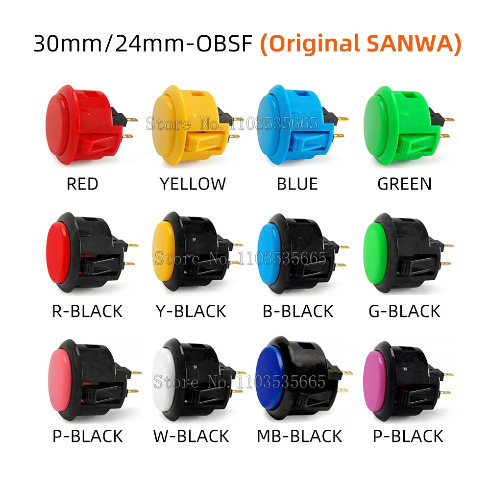 

10 шт. Японии, оригинальная аркадная кнопка SANWA OBSF-30MM/24MM, пусковой переключатель с нулевой задержкой, игровой автомат, джойстик, консоль «сделай сам»