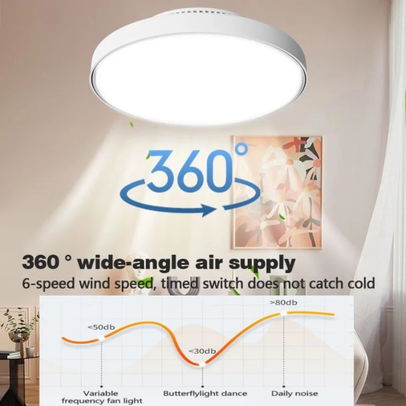 New Walnut Invisible Bladeless Ceiling Fan Light Remote Control 6-speed Home Low Noise Fans Bedroom Living Room Decor LED Lights