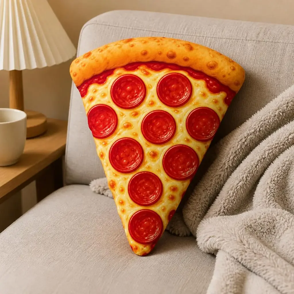 Pepperoni Pizza Slice Pillow Shaped Food Cushion Italian Kitchen Decor Stuffed Throw Pillow for Pizza Lovers Sofa Home Gift