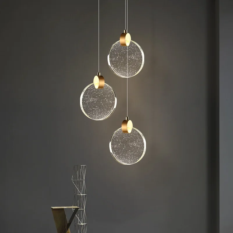 Stairwell LED bubble Crystal pendant light Long suspension luminaire Living Room Bedroom Kitchen LED Chandelier stair lighting