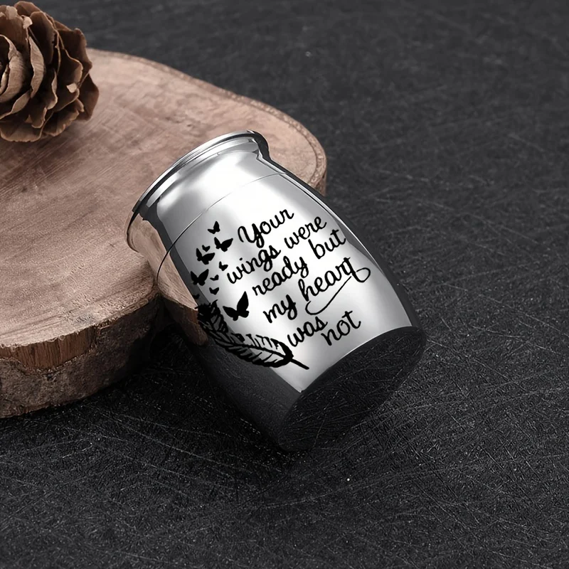 Small Keepsake Urns for Ashes Mini Cremation Urn for Ash Aluminum alloy Pets/Human Memorial Ashes-Your Wings Were Ready..