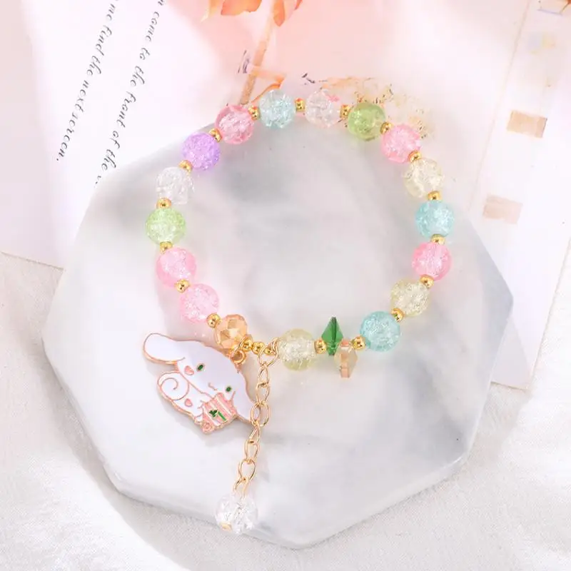 Sanrio My Melody Kuromi Cinnamoroll Popcorn Bracelet Children\'s Bead Bracelet Crystal Kawaii Cartoon Birthday Present