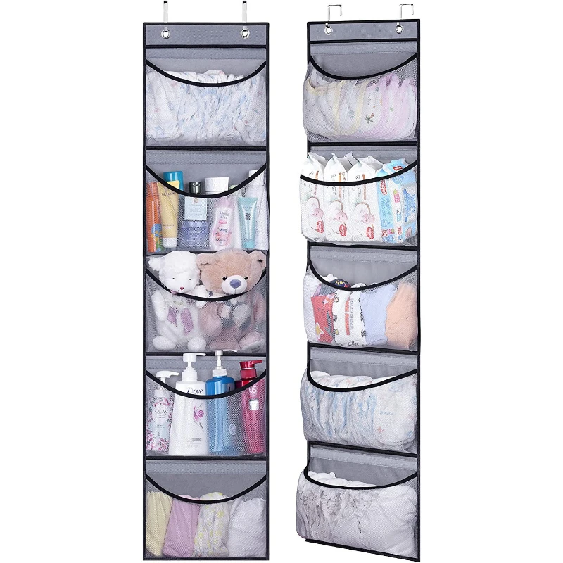 

Foldable Wall Hanging Shelves Over The Door Clothes Organizer Storage for Closet with 5 Pockets Organizer for Bedroom Bathroom