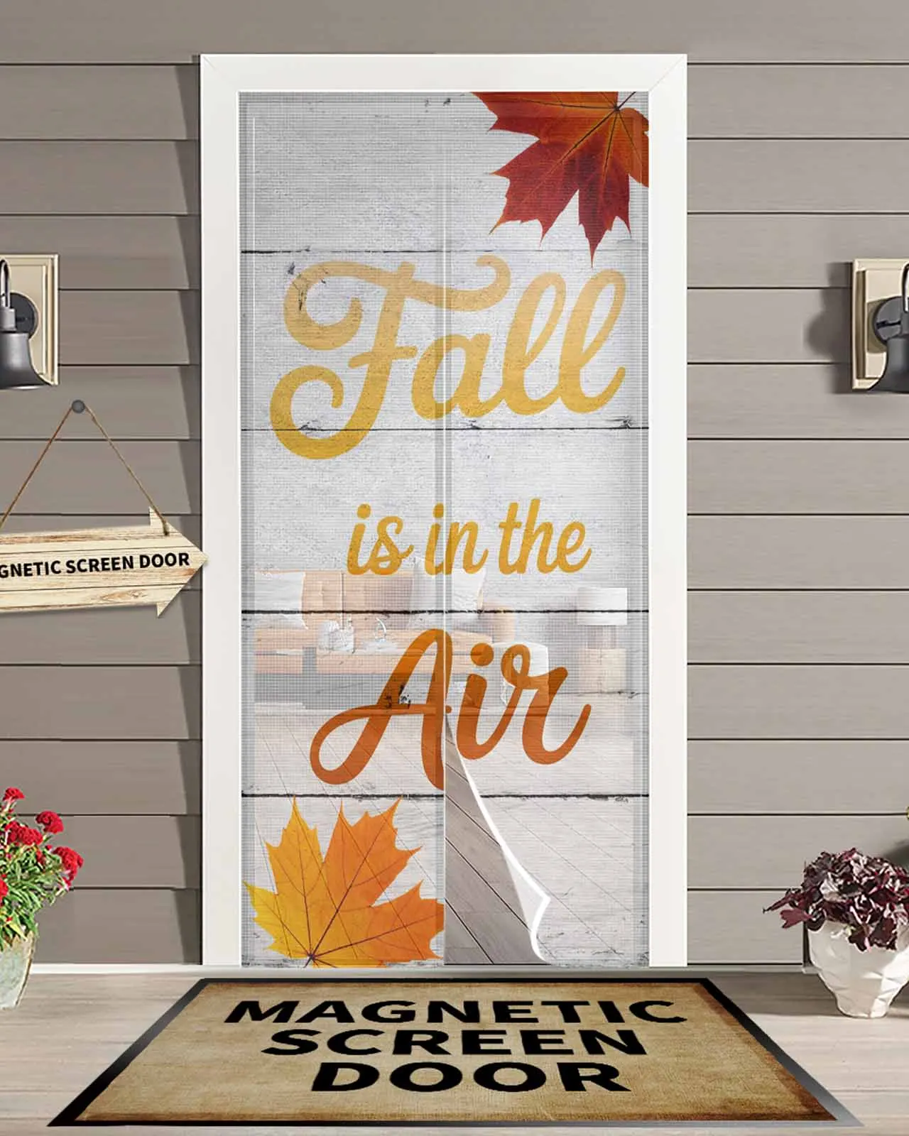 

Магнитная дверная занавеска из белого дерева в воздухе для гостиной, спальни, дома, антимоскитная занавеска для двери