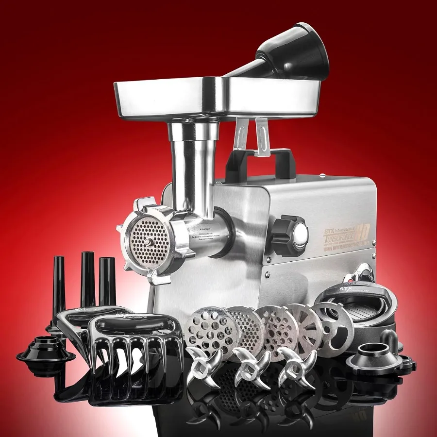 Turboforce HD Heavy Duty 3500 Series 5in1 Penggiling Daging Listrik Stainless Steel untuk Penggunaan Rumah Tangga dengan Pembuat Sosis dan Kubbe 5