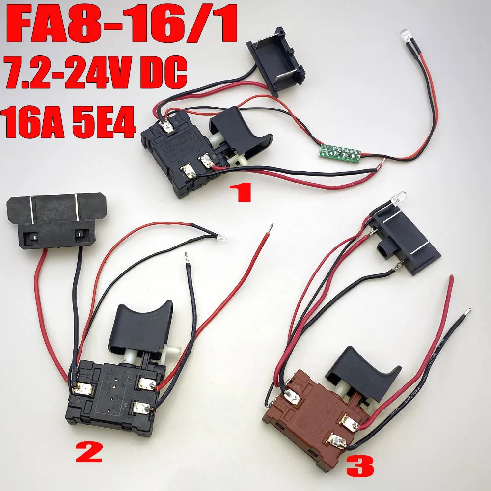 FA2/FA8-16/1WEK Electric Drill Speed Control Switching DC7.2-24V 16A Drill Switch Adjustable Speed Forward and Reverse Rotation