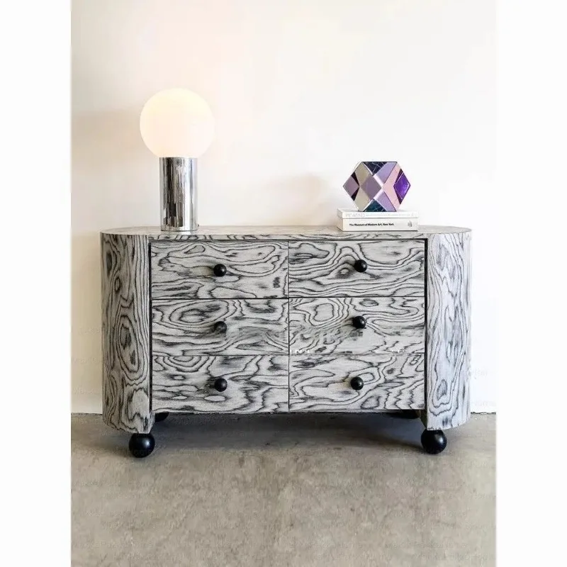 

side cabinet solid wood six-bucket cabinet creative modern light luxury bedroom locker living room wall storage cabinet