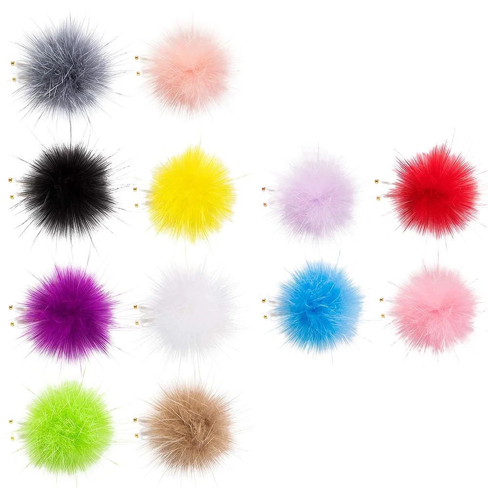 

12 Pcs Hairball Decorate Nail Fur Accessories Popular Stickers 3d 3x3cm Magnet Velvet DIY Fluffy