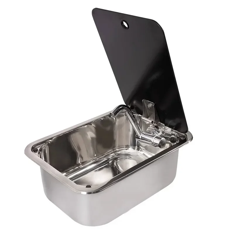 Rv Sink with Faucet Small Kitchen Sink Round Dish Washing Stainless Steel Single Modification