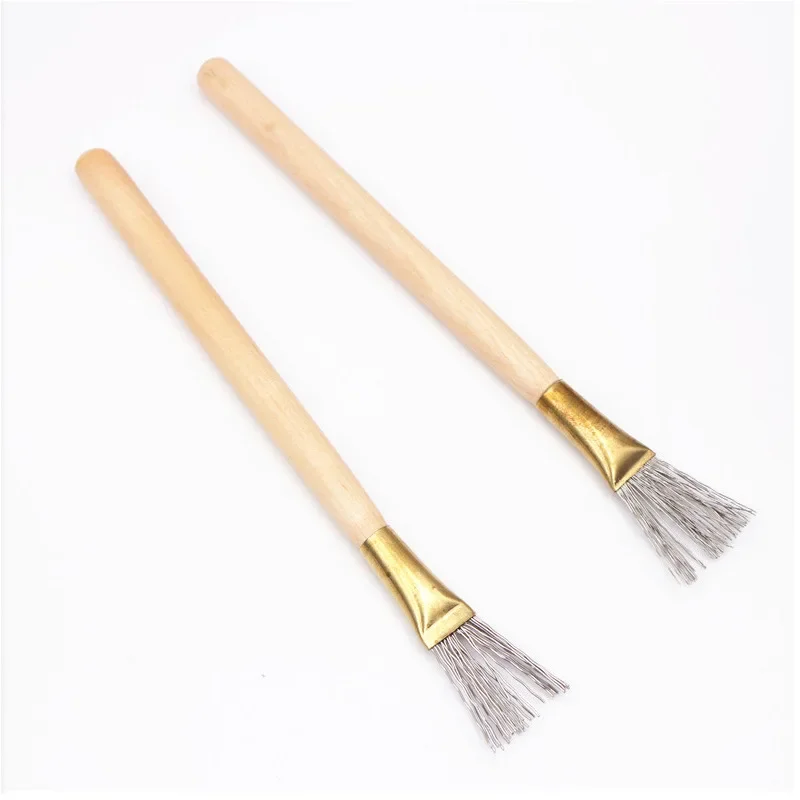 Wooden Handle Thick/Thin Iron Wire Brush Clay Tool for Making Clay Doll Hair Model Hair Indentation Pen Art Supplies