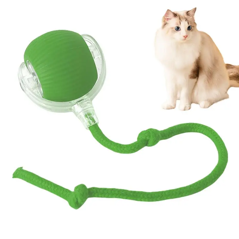 Cat Interactive Ball Toys Automatic Rolling Ball Faux Tail Rechargeable Smart Pet Electric Toy Dog Cat Training Imitate Mouse