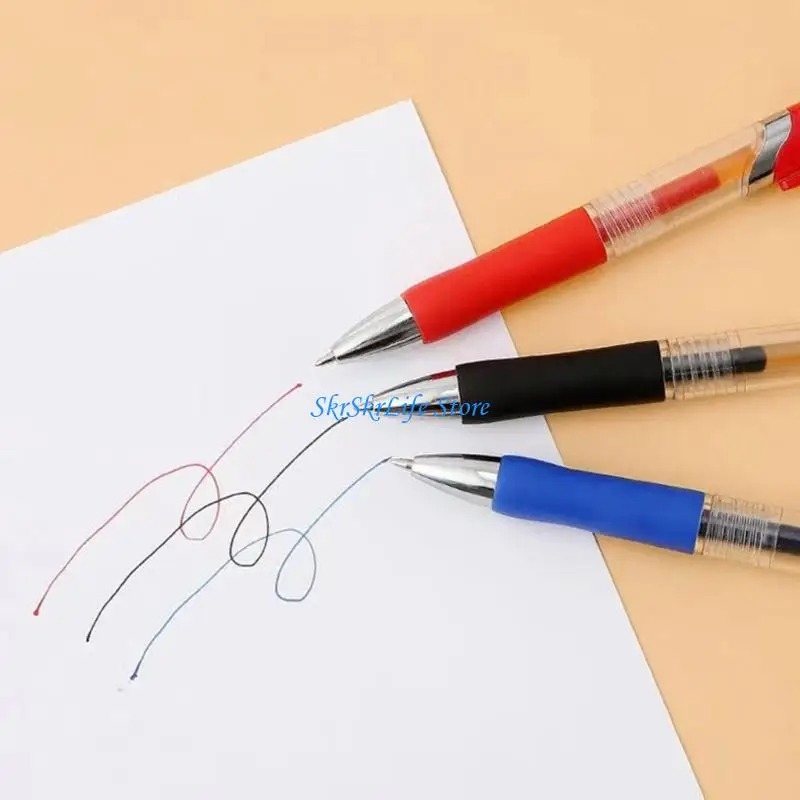 

E65E 10Pcs Retractable Gel Inks Pen Comfortable Grip 0.5mm Fine Point Gel Pen