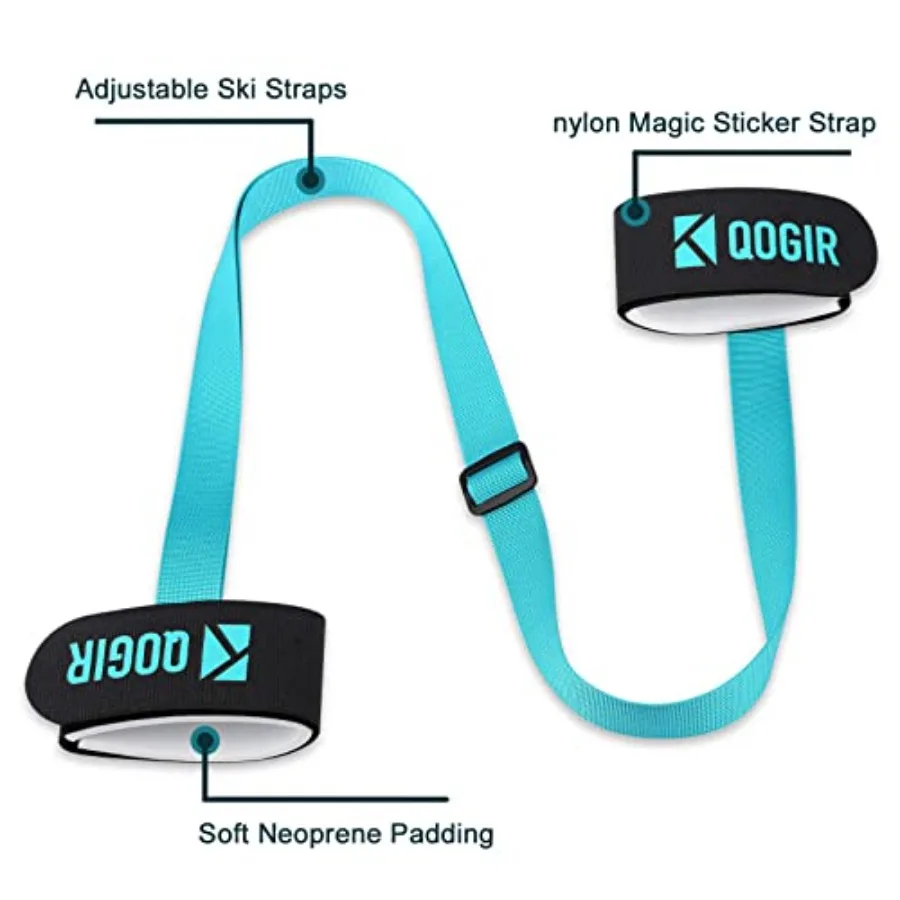 حزام QOGIR للتزلج والتزلج على الجليد + حزام حامل التزلج والقطب: تعلم التزلج بأمان وتعلم طفلك التحكم في سرعة التزلج