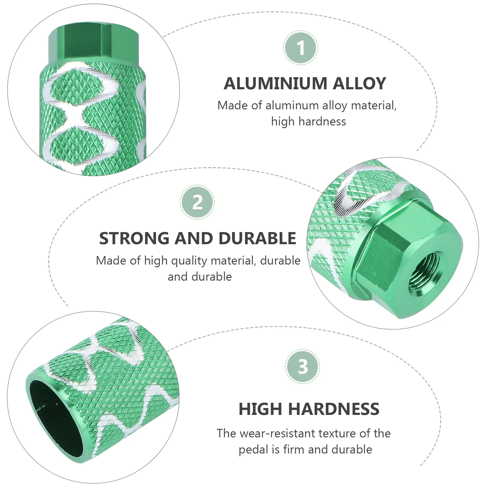 

1Pair Bicycle Pedal Aluminum Alloy Sturdy Seat Stunt Pegs Long Length Footpeg Mountain Bike Accessory Green Big Hole