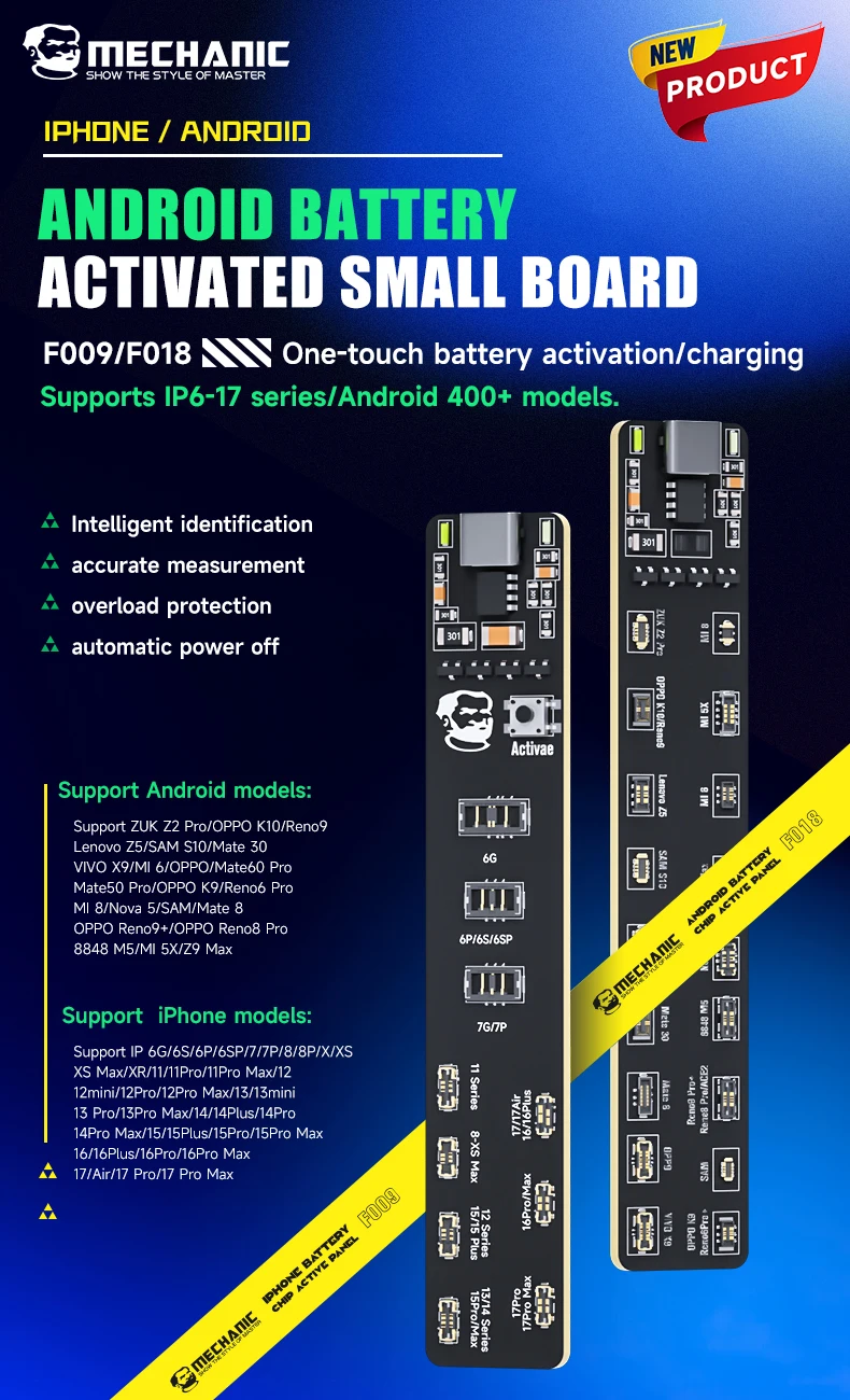 MECHANIC F018 F009 Battery Active Panel Fast Charge Detection Board For iPhone 6-17 Pro Max Samsung  Android Phone Activation