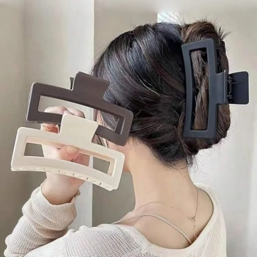 

3Pcs Jumbo Hair Claw Clips for Thick Hair, 5 Inches Extra Large Non-Slip Hair Claws Rectangle Hair Clips for Buns Ponytails Str