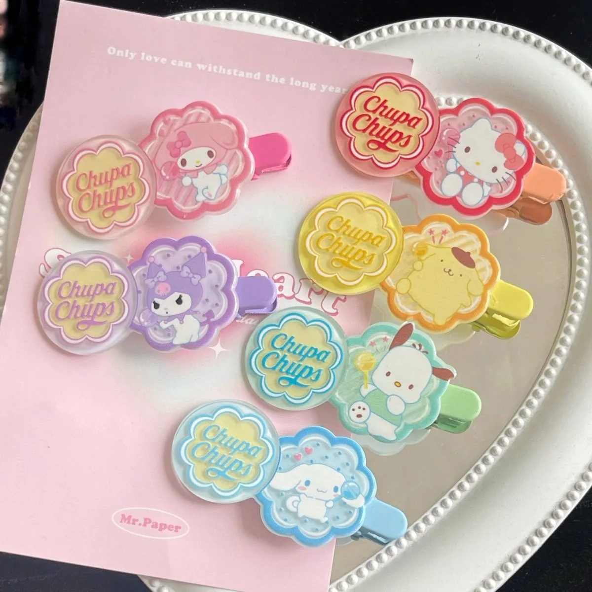 Sanrio hair clip cute sweet girl heart Kuromi mymelody Pochacco Cinnamoroll student cartoon bangs clip headdress card children