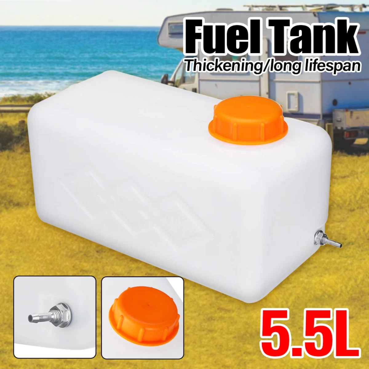 Durable White 5.5L Fuel Oil Fuel Tank Thick Plastic Construction for Car Truck Diesel Parking Heater Fuel Level Indicator