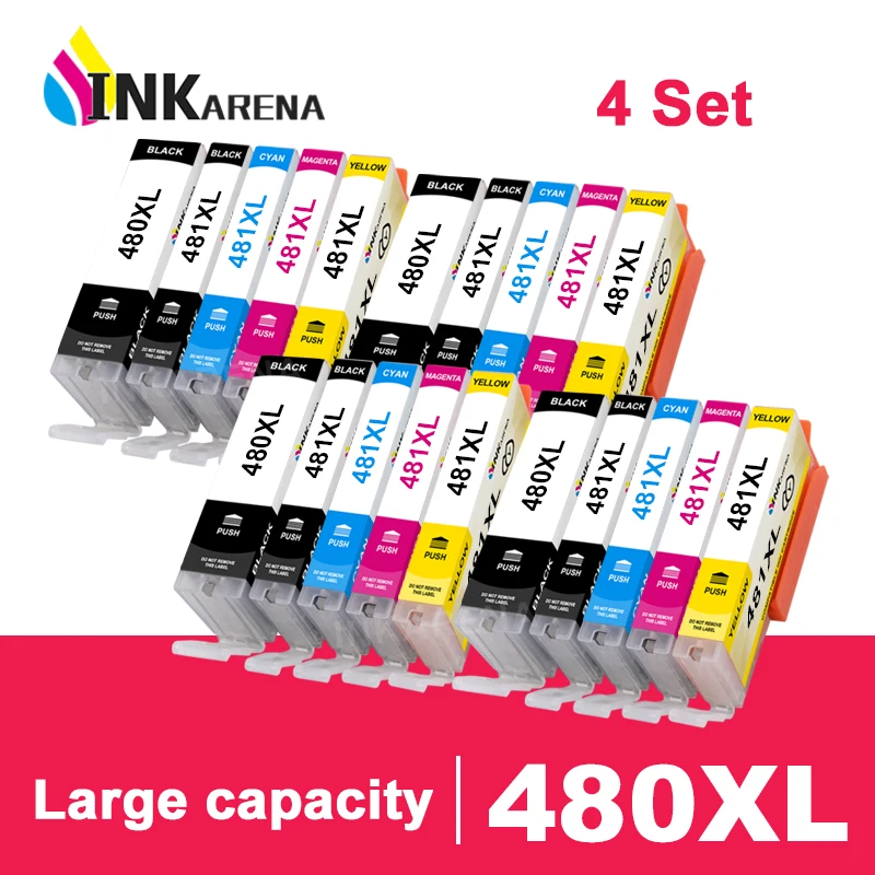 INKARENA 5Color PGI480 CLI481 Ink Cartridge For Canon 480 481 Cartridge For Canon PIXMA TS6140 TR7540 TR8540 Printer With Chip