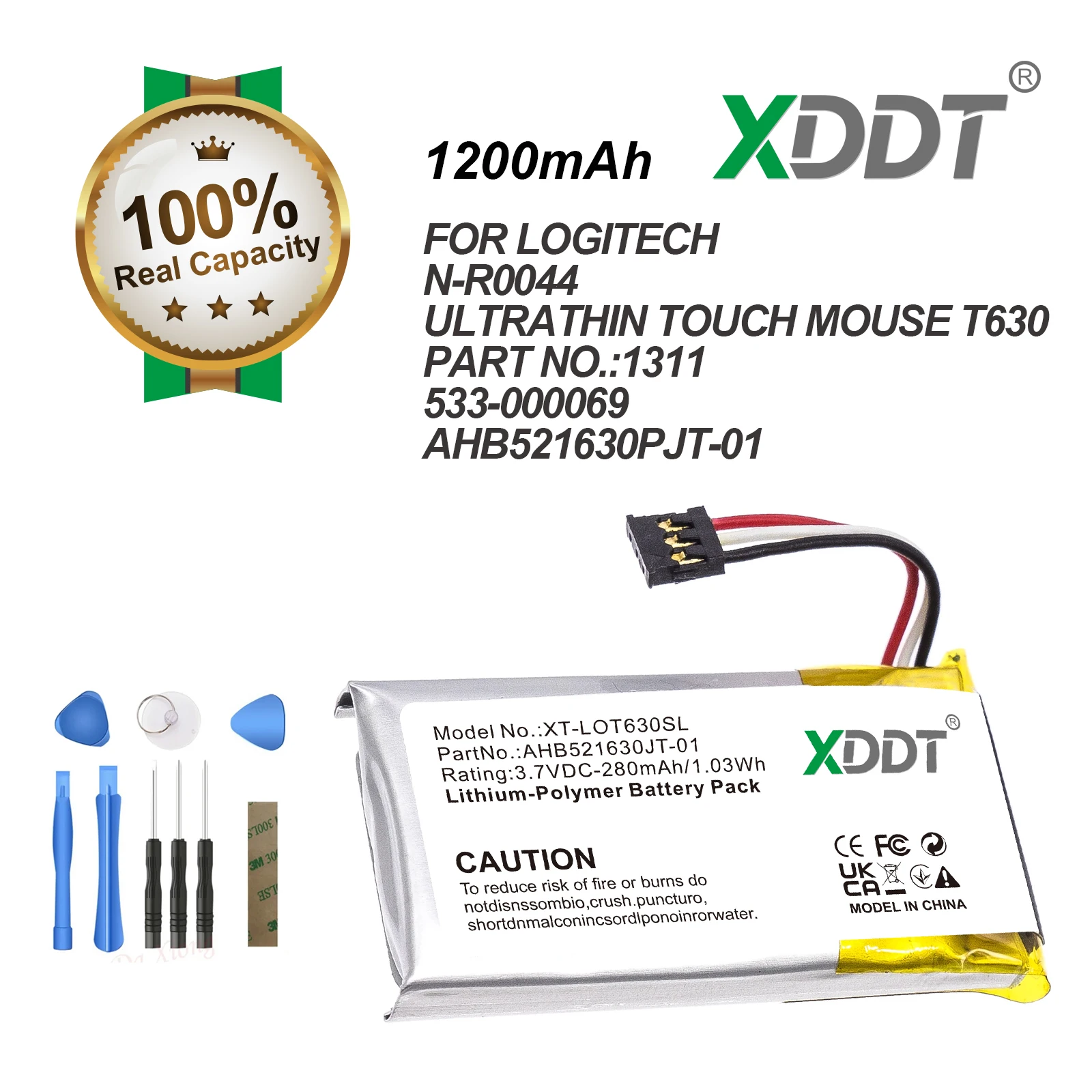 

Сменная батарея XDDT 3.7V 280mAh для Bluetooth-гарнитур Logitech UE3500, UE4500, UE3100 (533-000069, AHB521630)