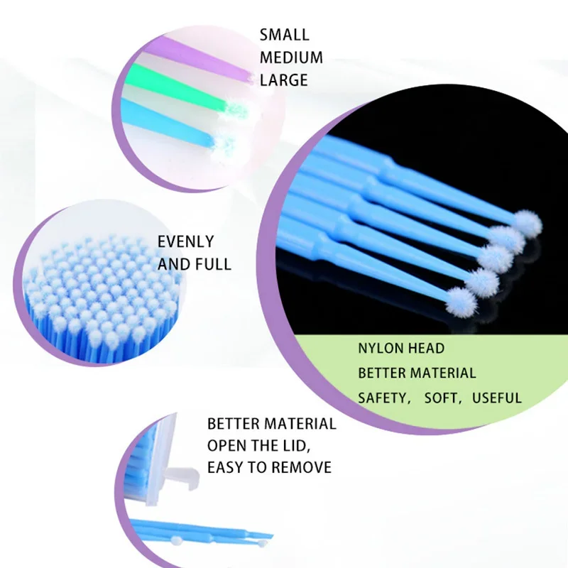 Wholesale 500pcs/lot  Remover  Applicators Eyelash Extension Cleaning  Microblade Makeup Micro Brushes Tool Swabs Lash Lift Glue