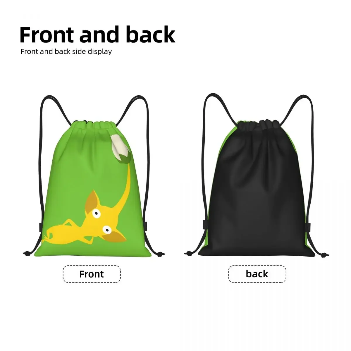 Custom Yellow Pikmins Video Game Drawstring Bag Men Women Foldable Sports Gym Sackpack Shopping Storage Backpacks image 2