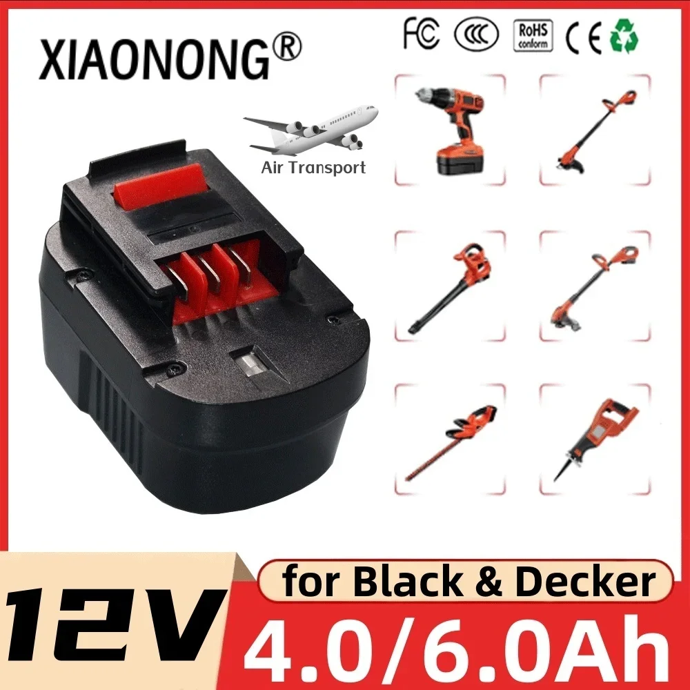 Ni-MH 12V 4000/6000mah Rechargeable Tool Battery forBlack&Decker A12 A12EX Replacement Drill Battery