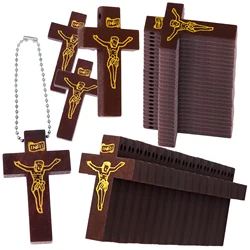 10Pcs Wooden Cross Jesus Pendants Printed Wood Charms For Easter Jewelry Handmade DIY Bracelet Necklace Findings Accessories