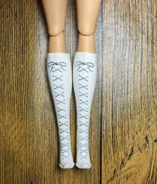 High Heels Puppe flache Füße Schuhe weiße Stiefel Geschenke Zubehör für Ihre 1/6 Barb Puppen TpQ88 – Detail 8