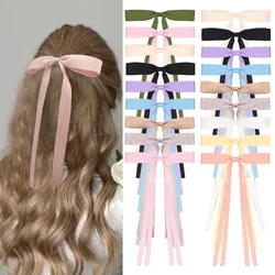 Sweet Women Hairpins Long Tassel Satin Hair Bow Clips For Girls Elegant Ladies Bowknot Hairgrip Barrettes New Headwear