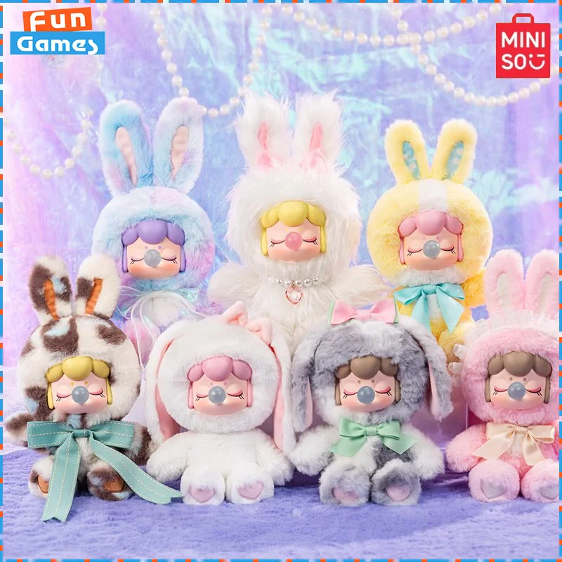

2025 New Miniso Blind Box Flash Plush Rabbit Series Mystery Box Anime Figure Custom Collectible Ornament Birthday Toy Gifts