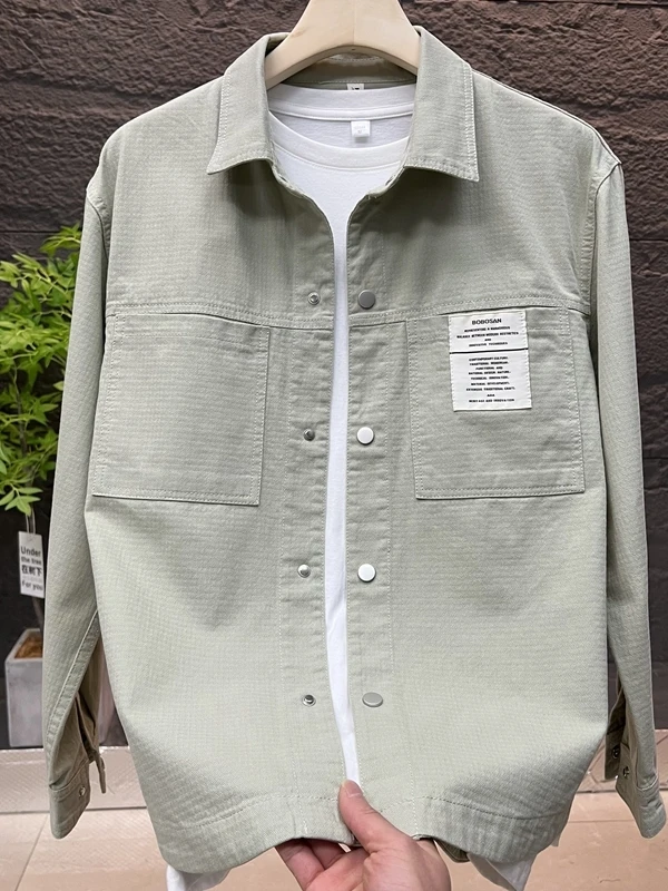 

Casual Men's Collared Jaet Pure Color irt Outerwear Spring Autumn High Quali Stand Fit Polyester Fabric Long Sve