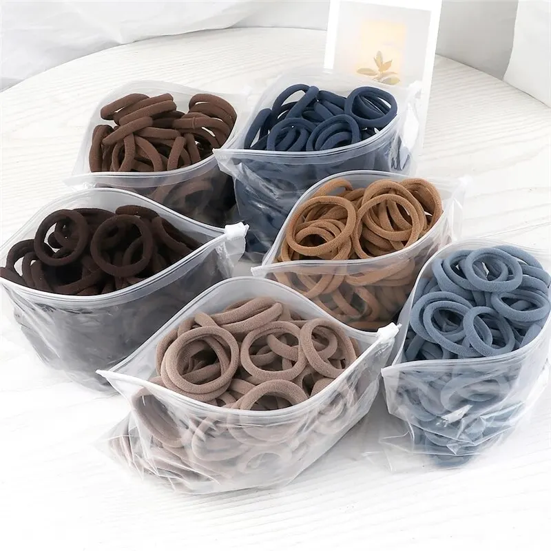 50PCS Women Girls Basic Hair Bands Simple Solid Colors Elastic Headband Hair Accessories Hair Ropes Ponytail Headwear