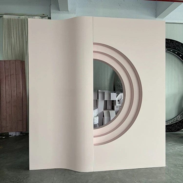 Smooth decoration custom wedding background supplies light pink 3D acrylic PVC arched background suitable for wedding parties